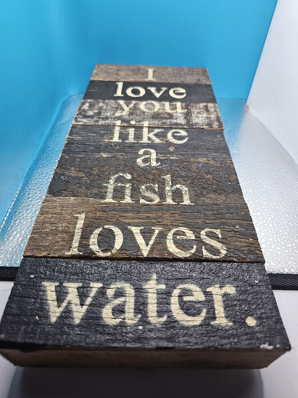 Handmade Rustic Wood Sign with Cream Lettering - Picture 3 of 5